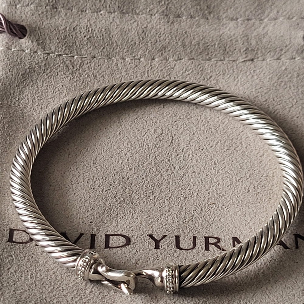 David Yurman Silver Pave Diamond Cable Bracelet. #97